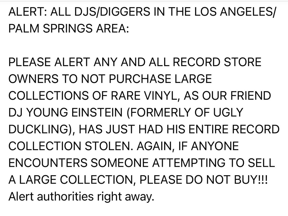 DJJS1's tweet image. To ALL DJs/Collectors/Record stores especially in Cali 👇🏻
