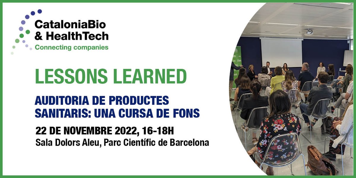 CataloniaHealth's tweet photo. AGENDA | Are you in the process of auditing of a medical device? Join the discussion and learn from the experiences at the next #LessonsAudit
ποΈ 22/11, 16-18h
π @PCB_UB
βΉοΈ https://t.co/OwNL7Rah5R
π₯ @DeleGobCataluna @Vecmedical @Good_Gut @Avinent_Group
#WeAreCataloniaBioHT https://t.co/iIvCh7fdFr