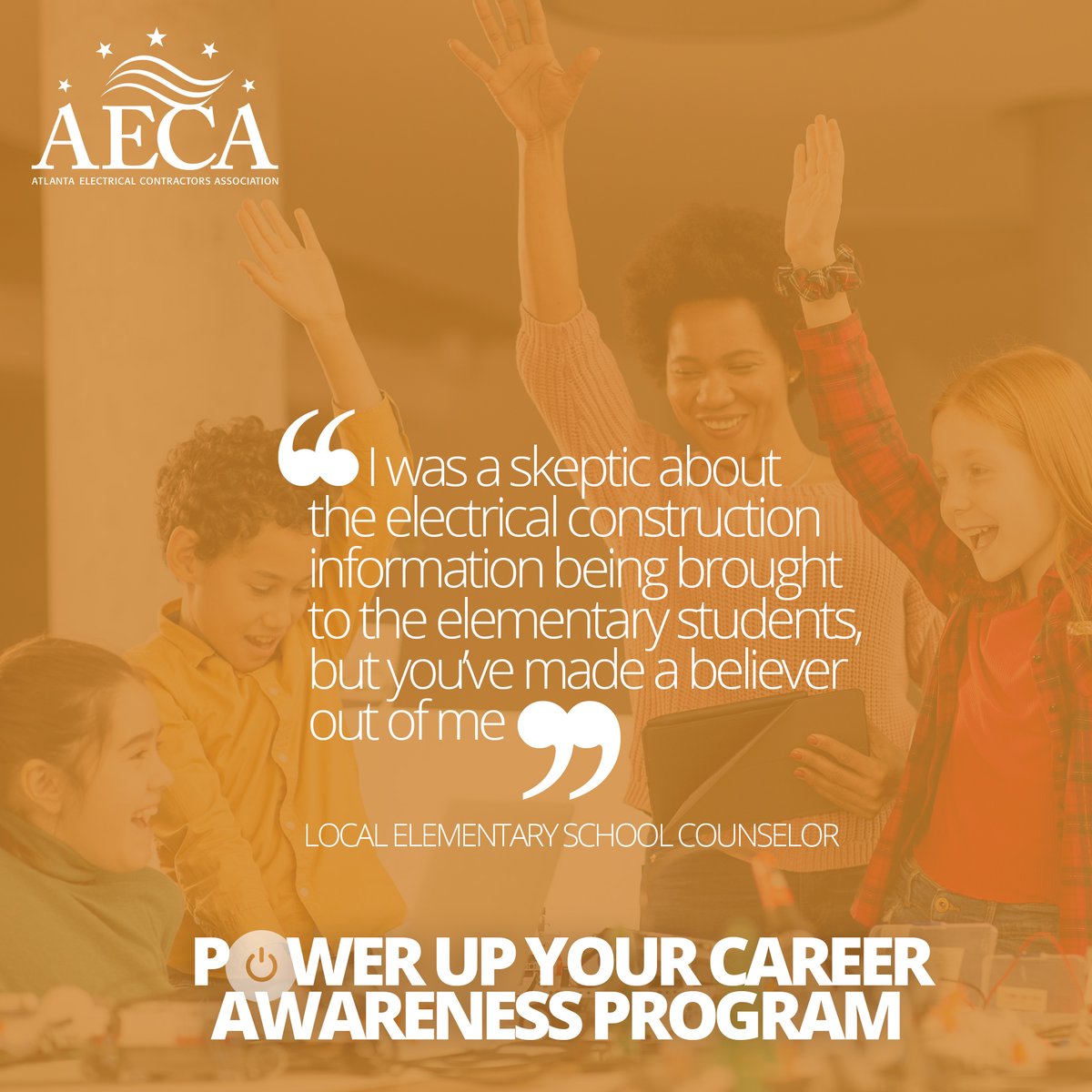 What resources does AECA provide for Elementary Level counselors? 

Hands-on learning opportunities like Touch a Truck and Electrical Industry Worksheets for Students.

Exposure to all aspects of the electrical industry and how we can bring awareness to their students at the  ...