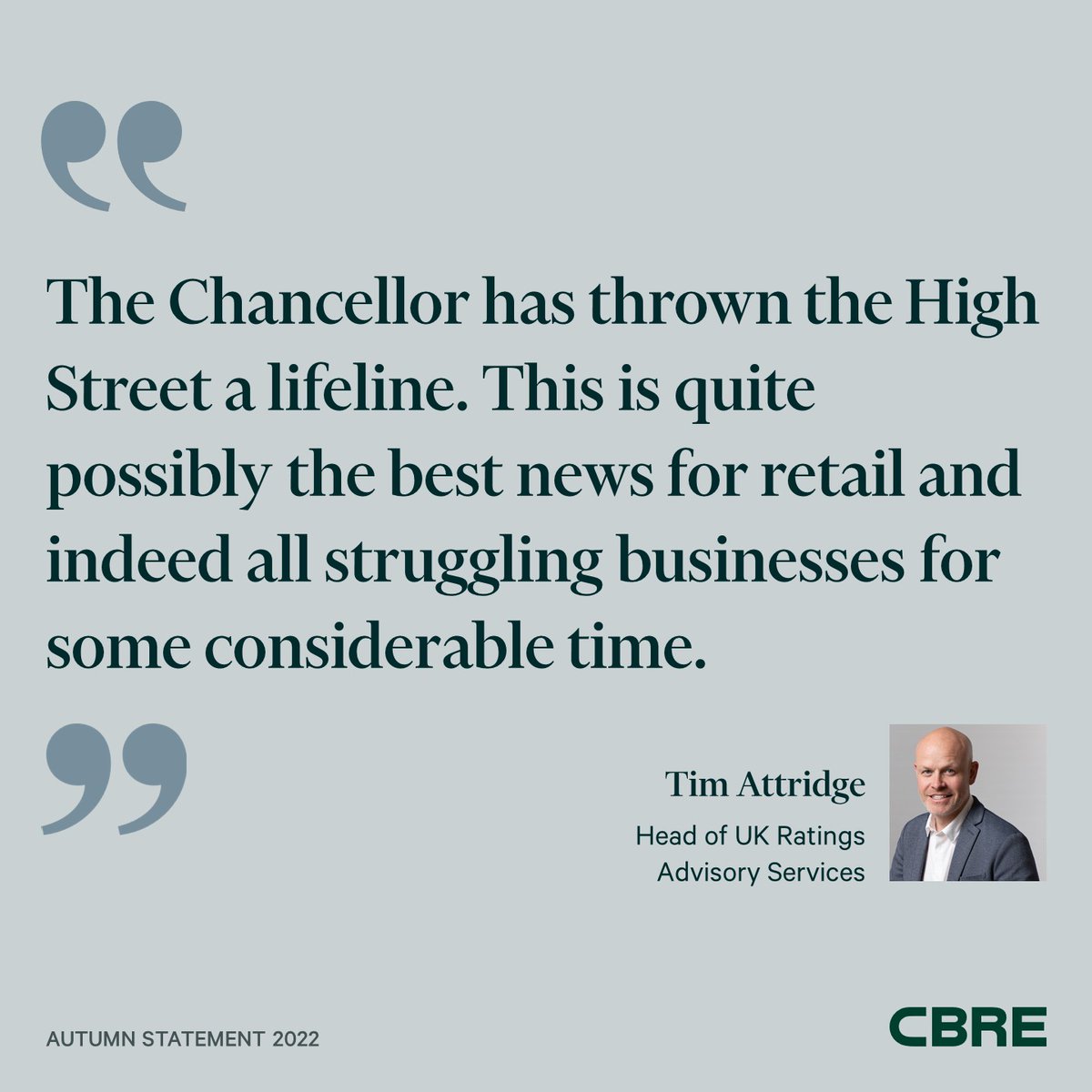 Business rates tax is expected to reduce between 30-60% according to yesterday’s Autumn Statement. Tim Attridge talks more on the topic.  cbre.co/3TNdFcG