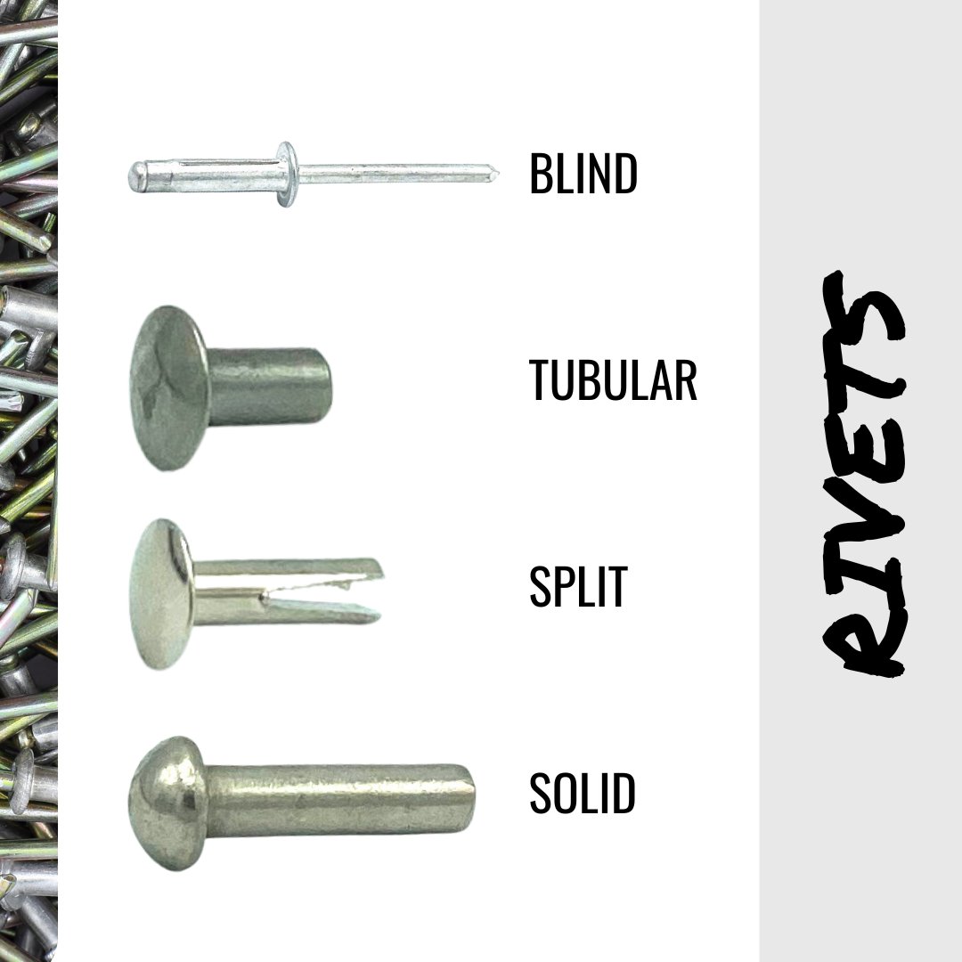 knappfasteners's tweet photo. The most common type of rivet are blind rivets. There's also tubular, split, and solid rivets. If you need help identifying anything, send our order desk an email and we'll be happy to assist! 📧 sales@knappfast.com 

#distributors #fastenersupplier #rivets https://t.co/3e5MDspeDg