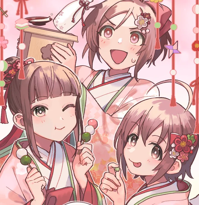 可惜夜月カレンダー今年も参加させていただきました!3月担当でひな祭りっぽい絵を描かせていただきました〜  