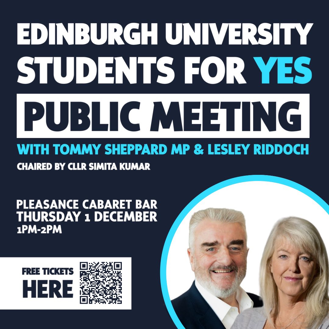 TommySheppard's tweet photo. Are you a student at the University of Edinburgh? Do you support Scottish independence? Come along to our public meeting and find out how you can get involved in the campaign.

🎟 Tickets here: https://t.co/jSaljCtdwS https://t.co/ljtCFJQmml