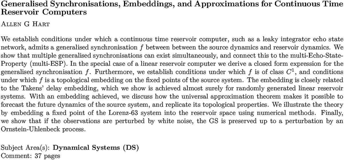 arxiv.org/abs/2211.09515…
A G Hart
Generalised Synchronisations, Embeddings, and Approximations for
  Continuous Time Reservoir Computers