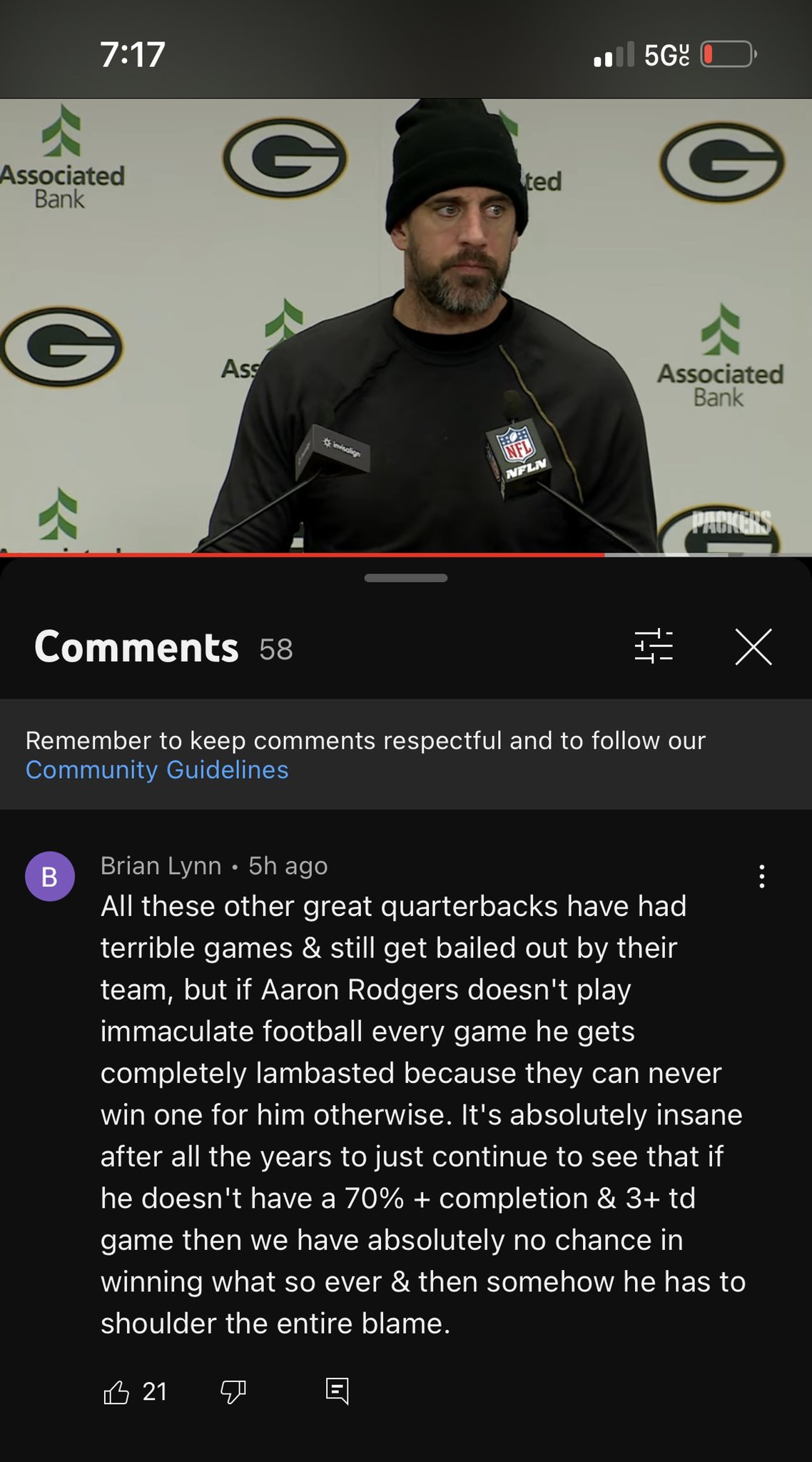 sad packers fan (RodgersSznn) / Twitter