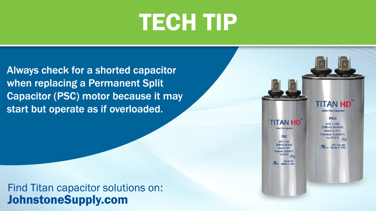JohnstoneMOIL's tweet photo. Reduce callbacks by checking for shorted capacitors. We have the capacitor solutions you need at https://t.co/XD6G7RxaD6.
#JohnstoneSupply #HVAC #RunCapacitors https://t.co/XaLx2mh271