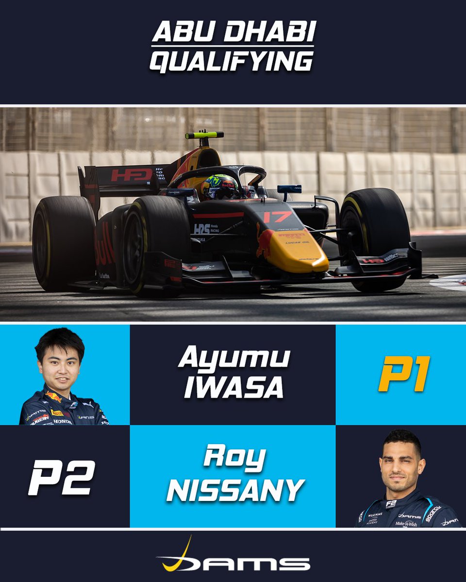 YESSSS!! FRONT ROW LOCKOUT!! 🥳
 
Ayumu secures his second pole of the season, while an incredible lap from Roy gives us the top two spots on Sunday!

#F2 #AllezLesBleus #AbuDhabiGP