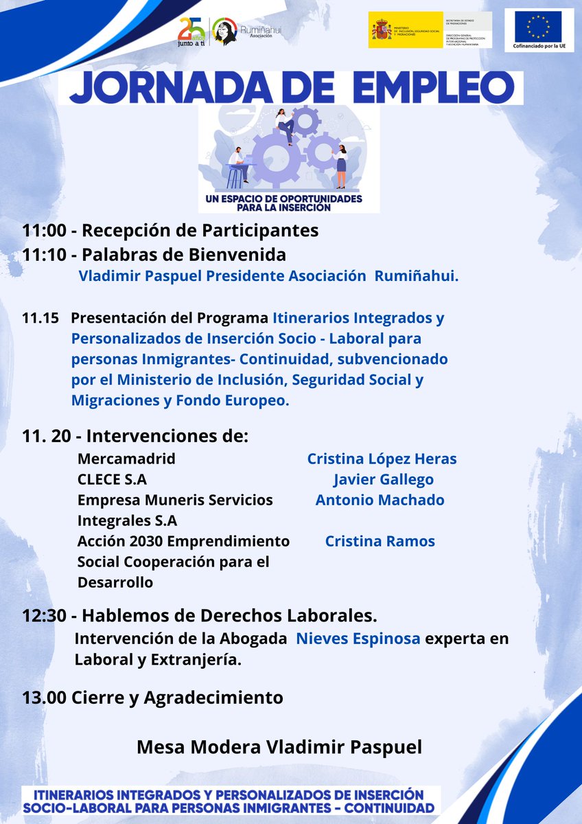 mercamadrid_hoy's tweet photo. ➡️Ha sido un placer participar en la #JornadadeEmpleo de la Asociación Rumiñahui

ℹ️ En la que nos han presentado la información del programa sobre Itinerarios Integrados y Personalizados de Inserción Socio-Laboral para personas Inmigrantes-Continuidad

#MercamadridFormación https://t.co/oeMNc2j8O0