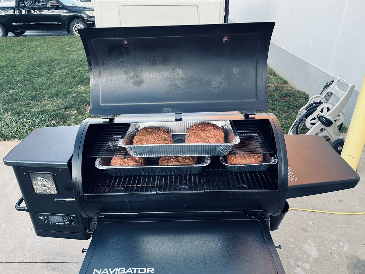 First thing this morning lunch prep <a href="/TeamTrackhouse/">Trackhouse Racing</a> on our <a href="/PitBossGrills/">Pit Boss Grills</a> smoked meatloaf and all the fixings