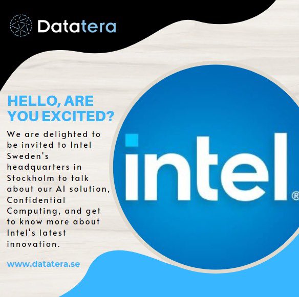 Hey, We're curious and even more delighted to announce that the Intel Corporation in Stockholm has invited us to present our artificial intelligence solutions there! 

#datatera #datateratechnology #healthcare #mentalhealth #skincare #skindetection #wellness #innovation #ai