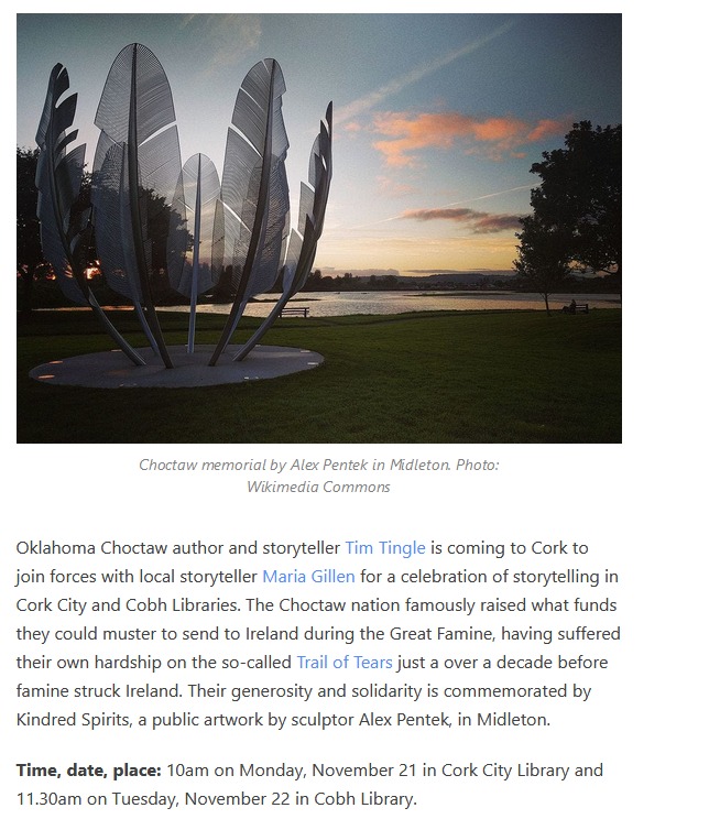 StoryFromSeeds's tweet image. Thank you @TDrisheen for helping me to get the word out! All are welcome! #StoriesConnectUs #CorkChoctawConnection

@TourismIreland @tourismlondonuk @TourismUK @StorytellersIE @pure_cork @FolkloreThurs @cape_clear @CorkYarns @corkcitylibrary @Corkcoco @SweeneyNMedia
