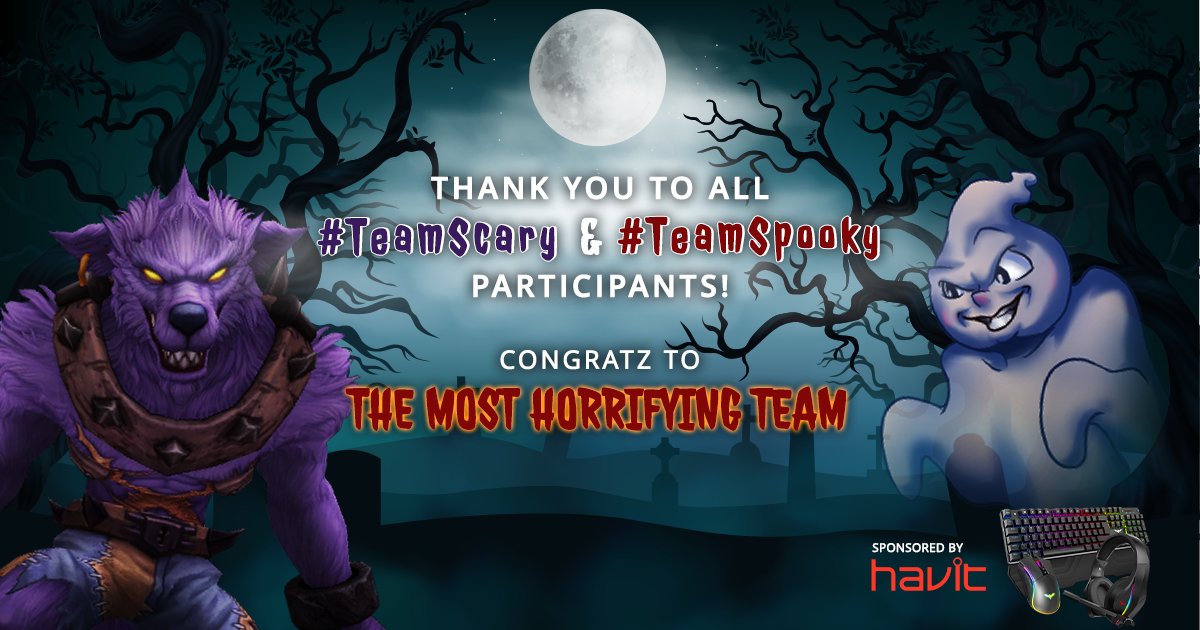 The moment you’ve been waiting for is finally here! Thank you to all #gamigoween participants! 👻 

The gears are spinning and the winners of the Havit hardware have been chosen, along with the winners of the 1000€ and 500€ cash prizes!* 

🏆 bit.ly/gamigoweenAKUS

#anime
