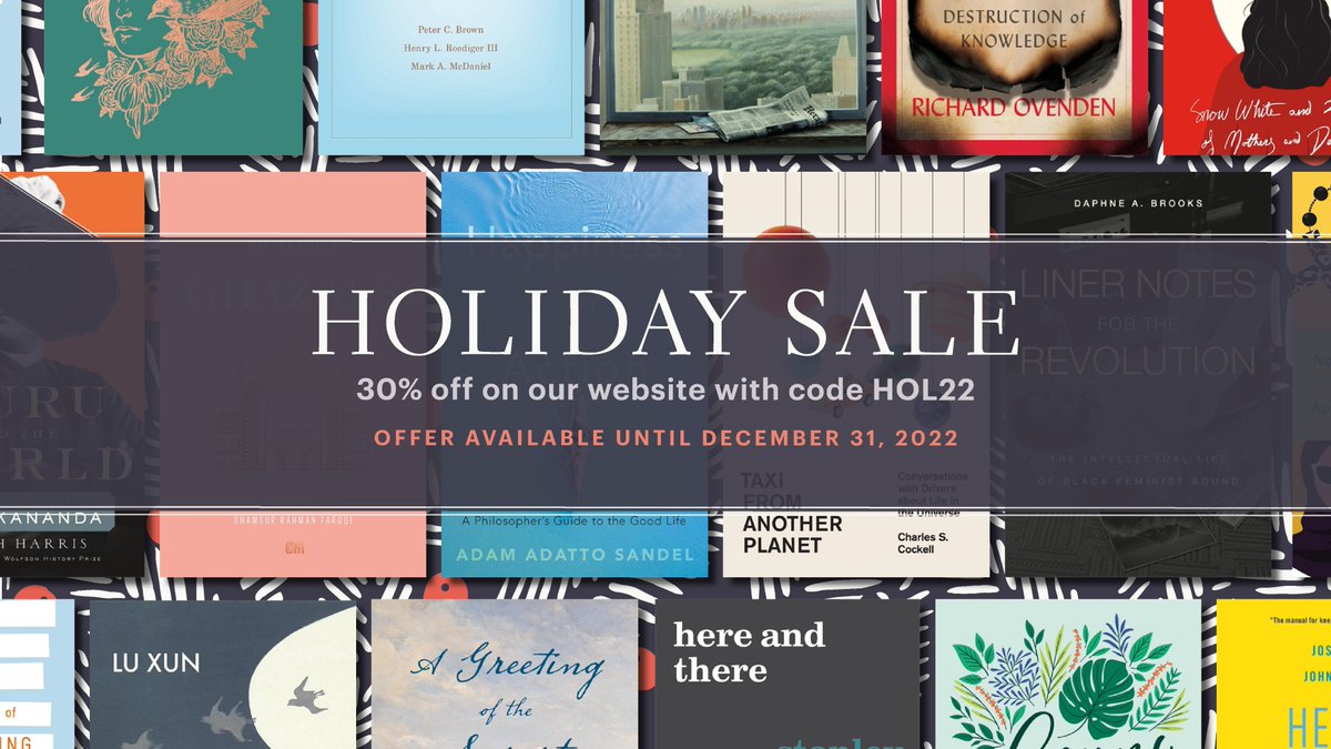 It's that time again, our holiday sale is live! Get 30% off all books on our website until December 31st by using code HOL22 at checkout. 

Give the gift of reading: hup.harvard.edu/promotions/hol…