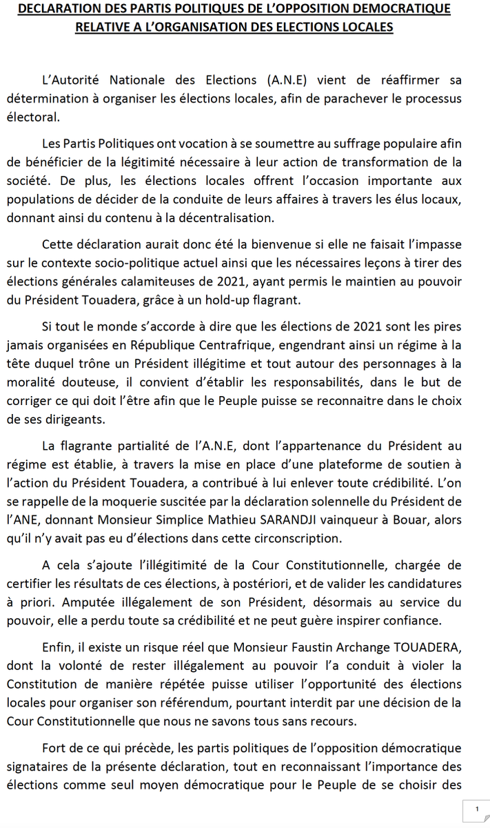 YogIabnj's tweet photo. #Rca🇨🇫| Elections locales : l'opposition démo demande la refonte de l'ANE, la réhabilitation des juges dela CC illégalement écartés, l'assurance des locales sans référendum illégal, des garanties de sécurité des électeurs & acteurs pô comme conditions de participation. #RcaDebout https://t.co/GitSgm3oua