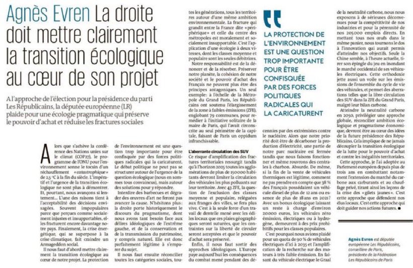 CBSzpiner's tweet photo. Merci à @AgnesEvren d'exhorter la droite à incarner l'écologie de l'avenir, une écologie positive et incitative qui ne punit pas les plus modestes, qui ne clive pas mais qui fédère et qui protège. À lire ! https://t.co/dsE8X3nxmL