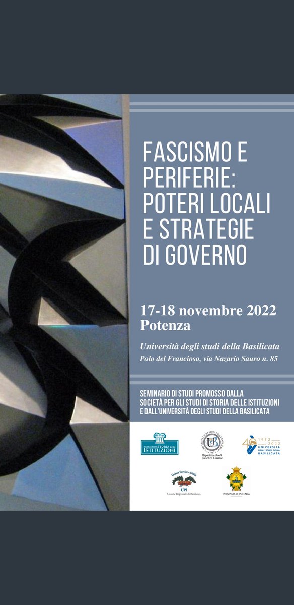 LewisDriver4's tweet image. È stato un grande piacere partecipare al seminario 'Fascismo e Periferie: Poteri Locali e Strategie di Governo'. Grazie @UniBasilicata per l'ospitalità, e alla Società per gli Studi di Storia delle Istituzioni per l'organizzazione!