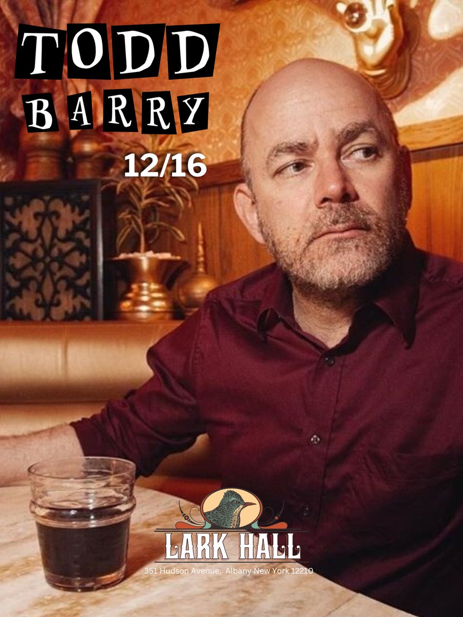 Comedian Todd Barry takes our stage December 16th for an evening full of laughs!! 

Tickets are on sale now! 
eventbrite.com/e/todd-barry-t…

#larkhallalbany #capitalregionny #larkhall #capitaldistrictny #albanyny #supportlivemusicvenues #comedy #comedian #toddbarry