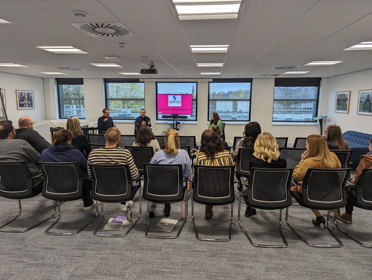 signpostprod's tweet photo. Our team have had a great time at ITV in Leeds delivering Deaf Awareness Training.

It's all part of a series of events to celebrate ITV Able month, ITV's Disability network for ITV colleagues. 

#signpostproducitons #itv #itvable #InclusionaryHousing https://t.co/i44WZigLLv