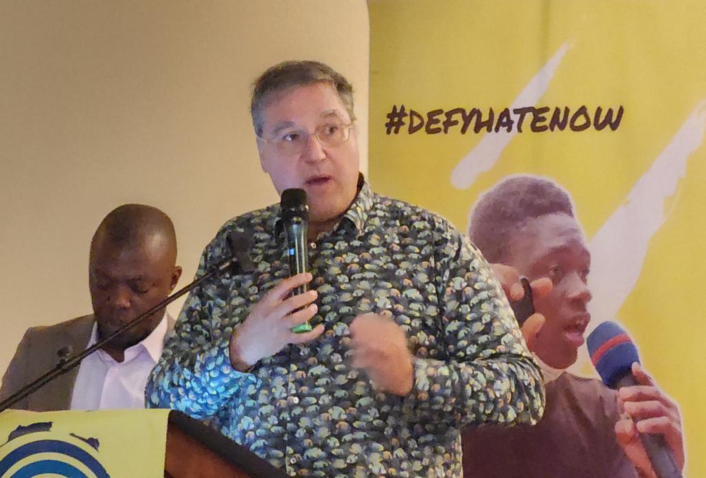 VictorymarshalA's tweet photo. Maiden AFF Cameroon all conference taking place now at Djeuga Palace Yaounde under the theme challenging Mis/Dis/Malinformation  &amp; hate speech in Cameroon. The conference brought together over 200 participants frm the 7 cohorts
#defyhatenow 
#ActionContreIntox 
#AFFConference22 https://t.co/Mjkk9HuEDN