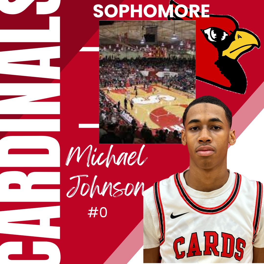 Meet your 2022-2023 SHS boys' basketball Cardinals! Returning sophomore Michael Johnson, #0.