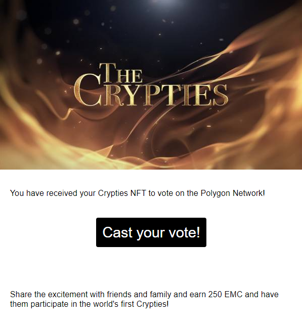 CryptoDuck_TH's tweet photo. ท่านใดที่ทำ Crypties Awards ใน @ethermail_io ตอนนี้ไปโหวตได้แล้วครับ มีเมลส่งมาแล้ว (หรือกดที่ https://t.co/kgEbMvV6SX ก็ได้) มีเวลาโหวต 1 สัปดาห์
.
โหวตเสร็จ จะได้รับ I Voted! NFT ไม่ต้องเสียค่าแก๊ส
.
ท่านใดพลาด น่าจะยังร่วมทันนะครับ สมัครที่นี่: https://t.co/WEVh4zcIcg (REF) https://t.co/CtQrYqtUL2