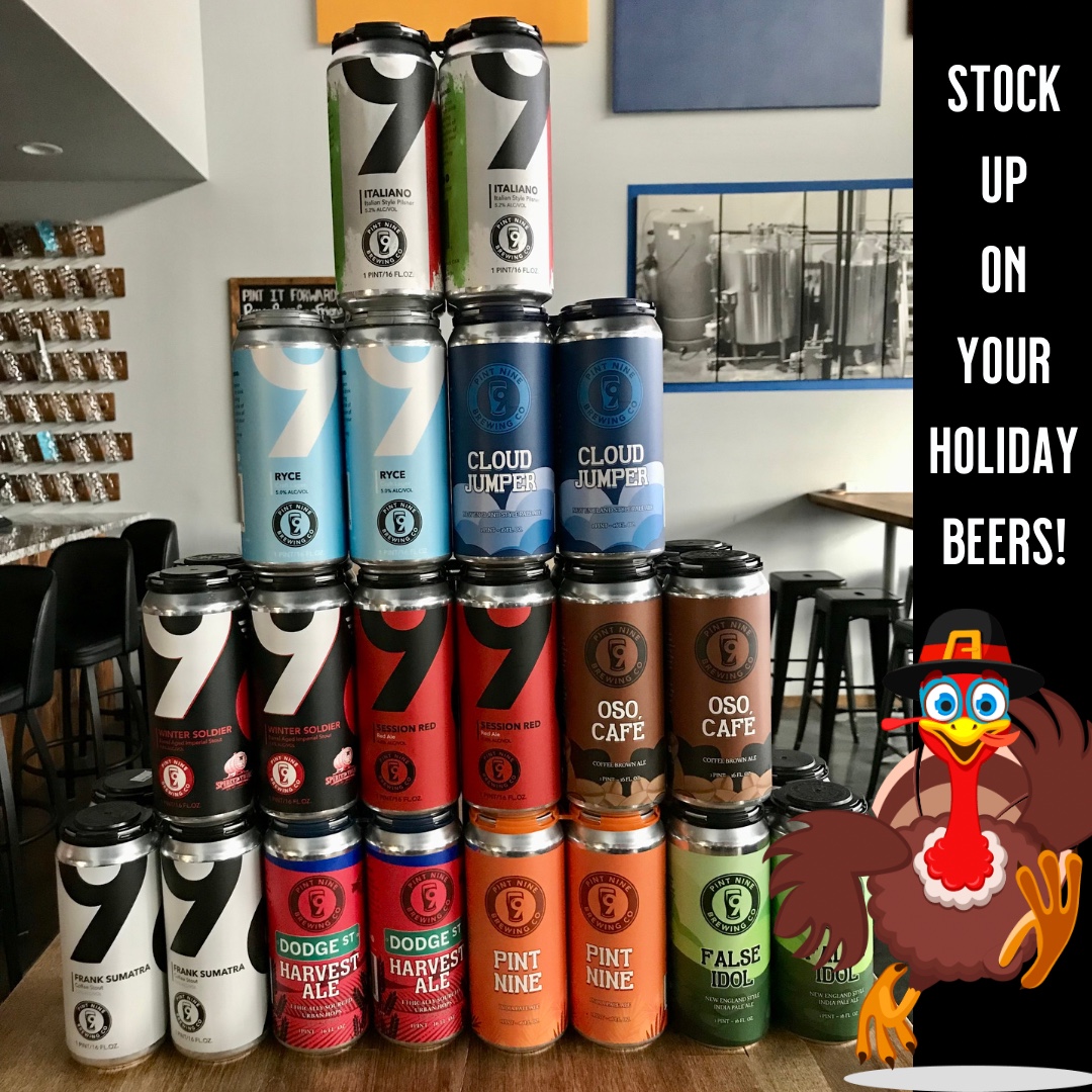 PintNine's tweet photo. #happyhour is from 2-5 today and with Thanksgiving just next week already, you better come on in and stock up from our to-go cooler so you have plenty of beer with your turkey!
#pintninebrewing #drinklocalne #thanksgivingbeer #holidays2022 https://t.co/9wJCBWlz1Q