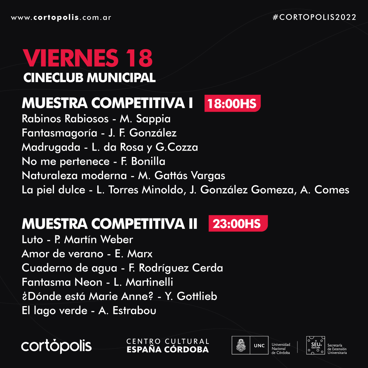 cortopolis's tweet photo. Una nueva jornada comienza!

📌Preparate para vivir hoy la #MuestraCompetitiva2022!

🎞 12 #cortos fueron seleccionados por nuestro jurado, ¡Imposible perdérselos!

📌Muestra Competitiva I - 18hs
📌Muestra Competitiva II - 23hs

¡Te esperamos en el @cineclubmuni ! https://t.co/dY4L02t8Kr