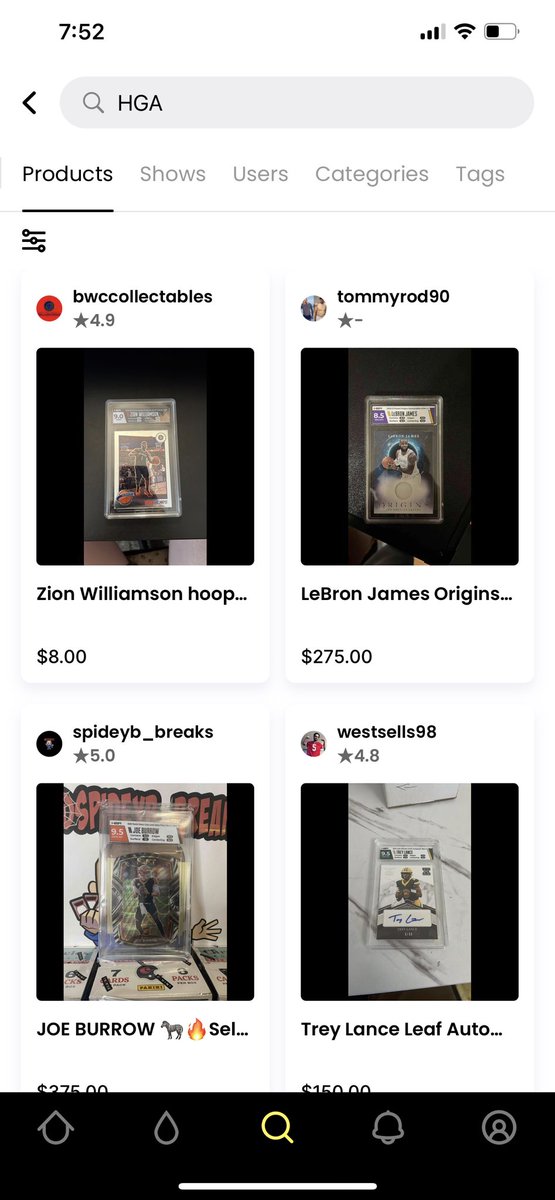 _ArmChairQB_'s tweet photo. @Whatnot how do you deny listings with “We don't accept listings of cards graded by this company.” But a simple search shows otherwise. SMH.. disappointed already. https://t.co/l42quuUSrd