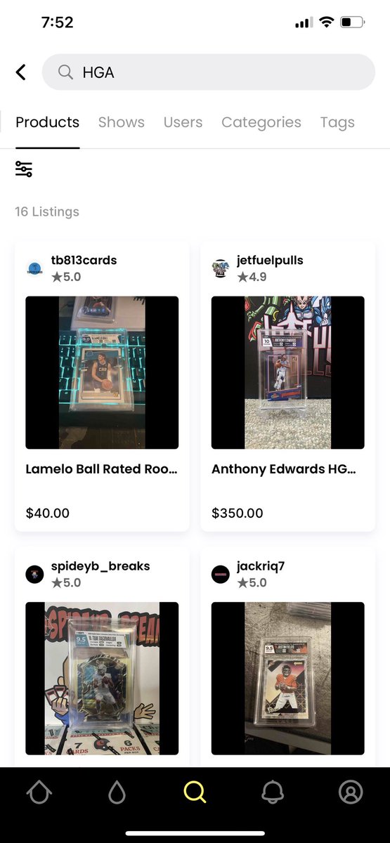 _ArmChairQB_'s tweet photo. @Whatnot how do you deny listings with “We don't accept listings of cards graded by this company.” But a simple search shows otherwise. SMH.. disappointed already. https://t.co/l42quuUSrd