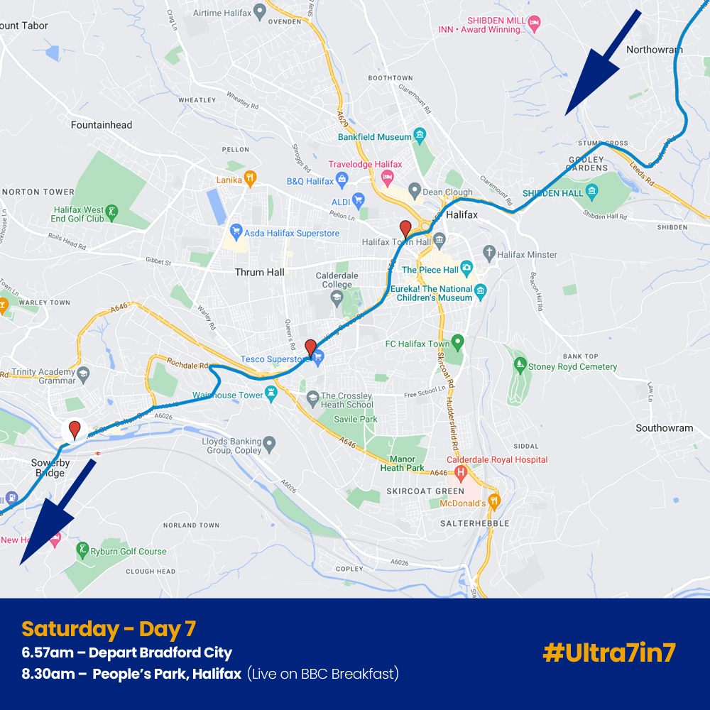 The Nick Smith Foundation (@forsmudger) on Twitter photo We've seen amazing support for our friend Kev Sinfield for his #Ultra7in7.
Tomorrow is the last day and he'll pass through Calderdale first thing.
Please support Kev & the team 💙
Timings & full route available at therhinos.co.uk/kevin-sinfield…
<a href="/leedsrhinos/">Leeds Rhinos</a> <a href="/siddalrl/">SiddalARLFC</a> <a href="/BBCBreakfast/">BBC Breakfast</a> We've seen amazing support for our friend Kev Sinfield for his #Ultra7in7.
Tomorrow is the last day and he'll pass through Calderdale first thing.
Please support Kev & the team 💙
Timings & full route available at therhinos.co.uk/kevin-sinfield…
<a href="/leedsrhinos/">Leeds Rhinos</a> <a href="/siddalrl/">SiddalARLFC</a> <a href="/BBCBreakfast/">BBC Breakfast</a>