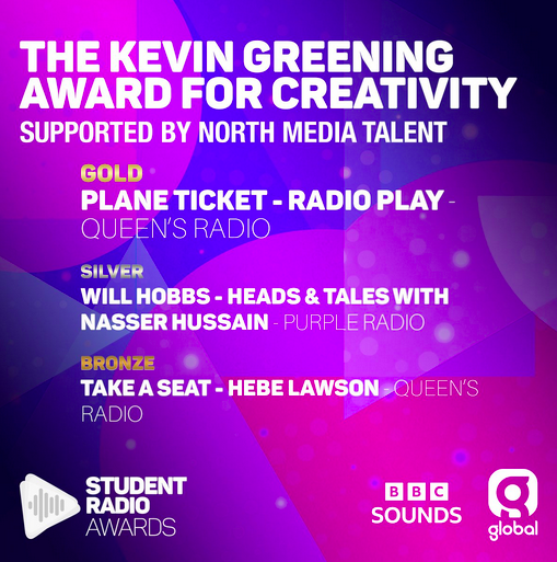NMediaTalent's tweet photo. Very proud to support the Kevin Greening Award for Creativity 2022 @SRA Awards #SRAs Here's Kevin reminder https://t.co/8Nz6uSpEi3 📻
Some amazing talent again this year, but big congrats to the winners and MAJOR BIG UP to Plane Ticket, Radio Play @QueensRadio on GOLD!🥇#Amazing https://t.co/fyuxGP426u