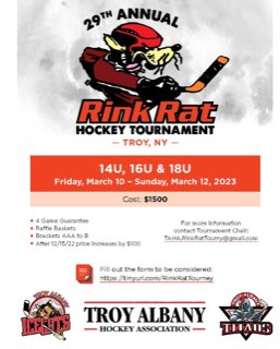 16U tourney in March! #RinkRat ⁦<a href="/TAHA_Hockey/">Troy Albany Hockey</a>⁩ #FrearPark