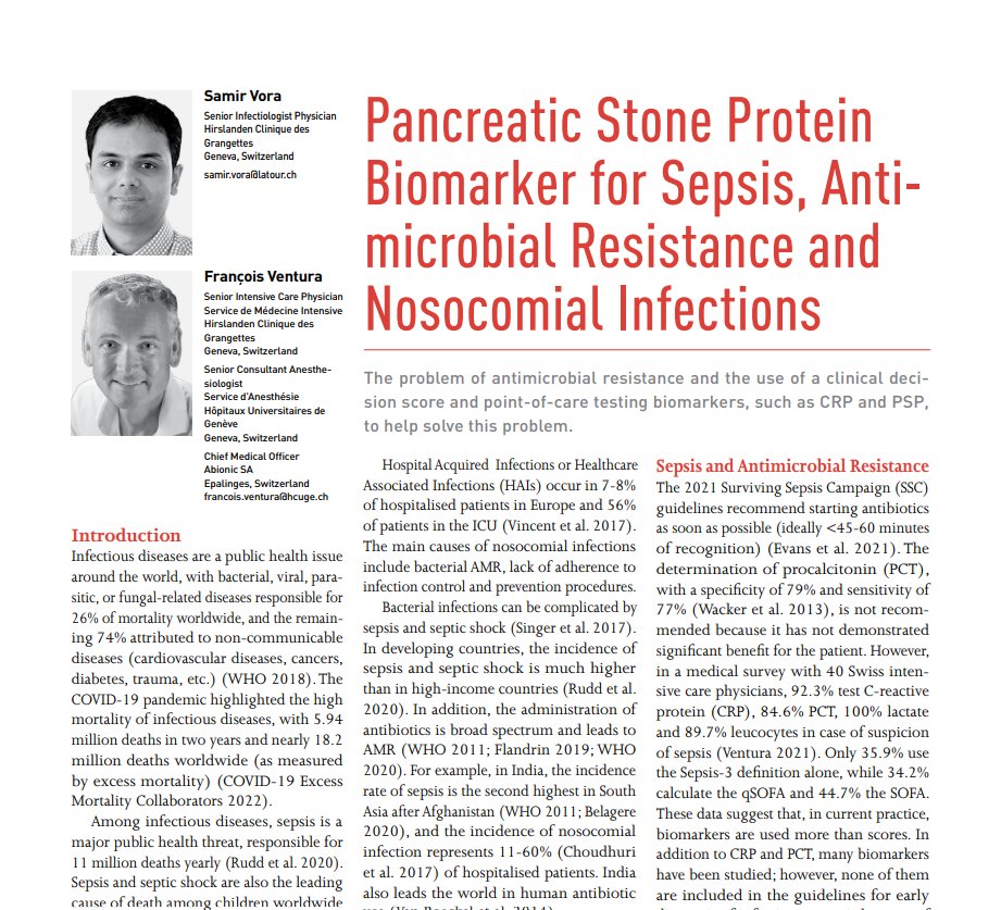 ICU Management (@icu_management) on Twitter photo Biomarkers such as pancreatic stone protein (#PSP) can be used as a possible solution to improve the diagnosis of #sepsis and ultimately help overcome the global challenges related to sepsis and AMR.
Read more iii.hm/icu42022abioni…
<a href="/Abionic_EN/">Abionic_EN</a> #sepsiscommunity #biomarkers #ICU Biomarkers such as pancreatic stone protein (#PSP) can be used as a possible solution to improve the diagnosis of #sepsis and ultimately help overcome the global challenges related to sepsis and AMR.
Read more iii.hm/icu42022abioni…
<a href="/Abionic_EN/">Abionic_EN</a> #sepsiscommunity #biomarkers #ICU