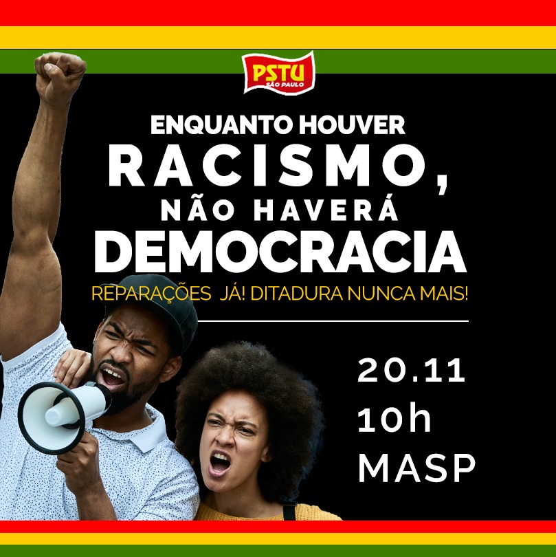 AltinoPrazeres's tweet photo. Não podemos confundir a queda próxima de Bolsonaro, com a expectativa do novo governo! As riquezas do país continuaram nas mãos dos bilionários e dos racistas.

Por isso que vamos as ruas no domingo, dia 20! Participe também!

#consiencianegra #20denovembro #zumbidospalmares https://t.co/xtF5VkMzi4
