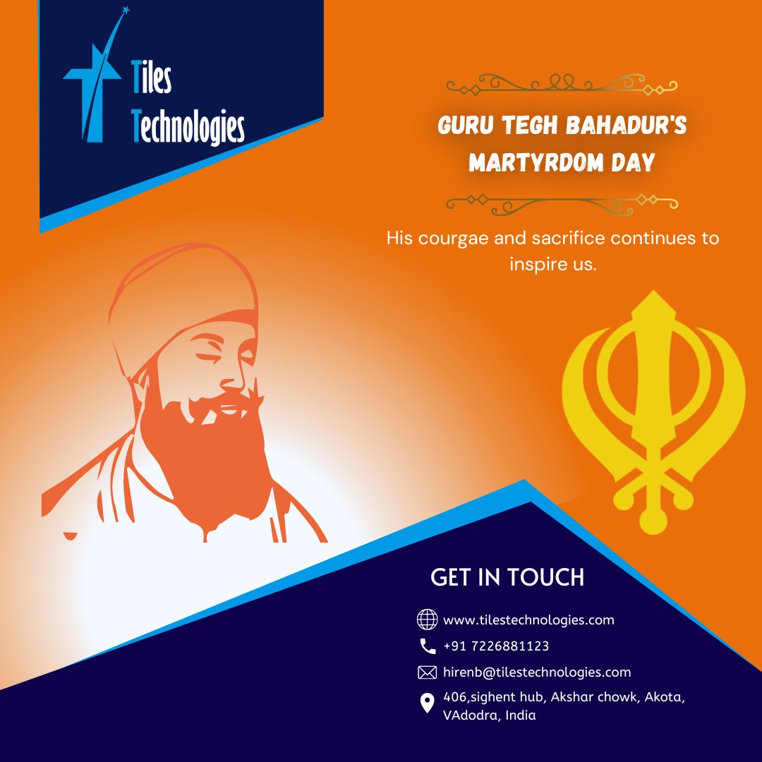 TilesTechnology's tweet photo. Guru Tegh Bahadur's Martyrdom Day is also observed as Shaheed Diwas every year. https://t.co/wlyJqCqvAx
#facebookads #partyplanner #Guru #GuruTeghBahadur #MartyrdomDay #gurudev #gurujisatsang #gurunanakdevji #tilestechnologies https://t.co/tOLYxMFm4Z