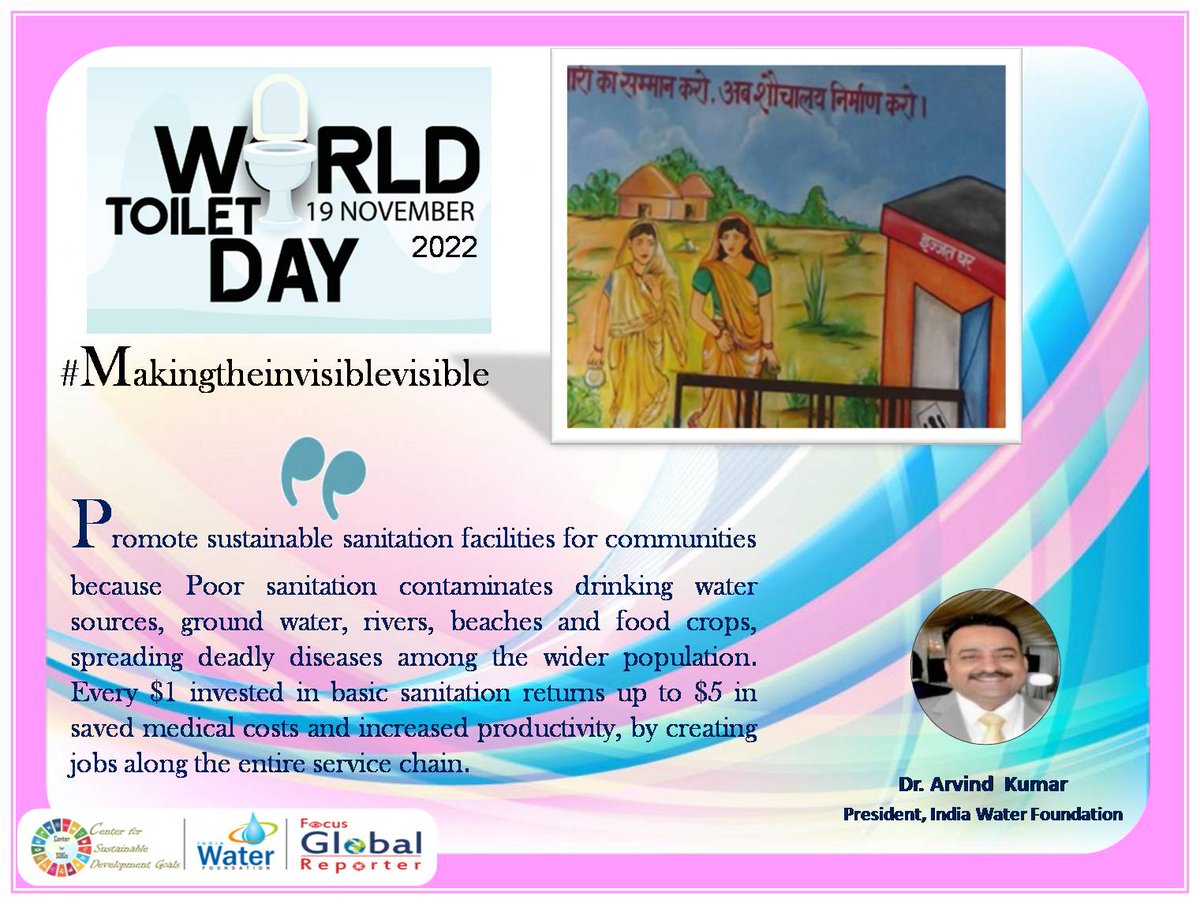 drarvindkumar1's tweet photo. #WorldToiletDay2022 #MakingTheInvisibleVisible #Toiletforall #womensafety #SanitationForAll #SwachhBharat #SwachhAmritMahotsav #sanitation #ValuingToilets #LeaveNoOneBehind #ODFPlus #WASH #Water #Sanitation #Hygiene  @SwachhBharatGov @MoJSDDWS @UNESCO @UNICEF https://t.co/yIAu81jUeL