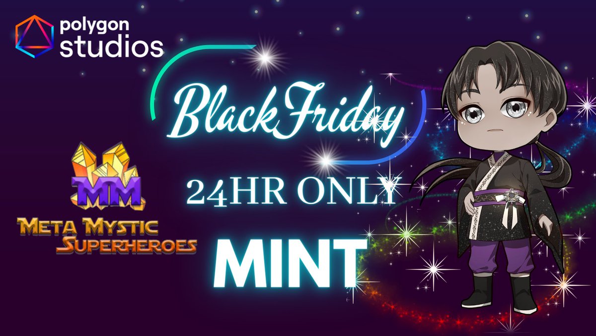 🟣If you didn't get a chance to mint your Meta Mystic Superhero #nft, your next chance will be on Black Friday!!

🟣Make sure to get a Superheroes Role in our Discord to get access to mint!

🟣Discord.gg/MetaMysticSupe…
🟣MetaMysticSuperheroes.com

#onpolygon $matic
