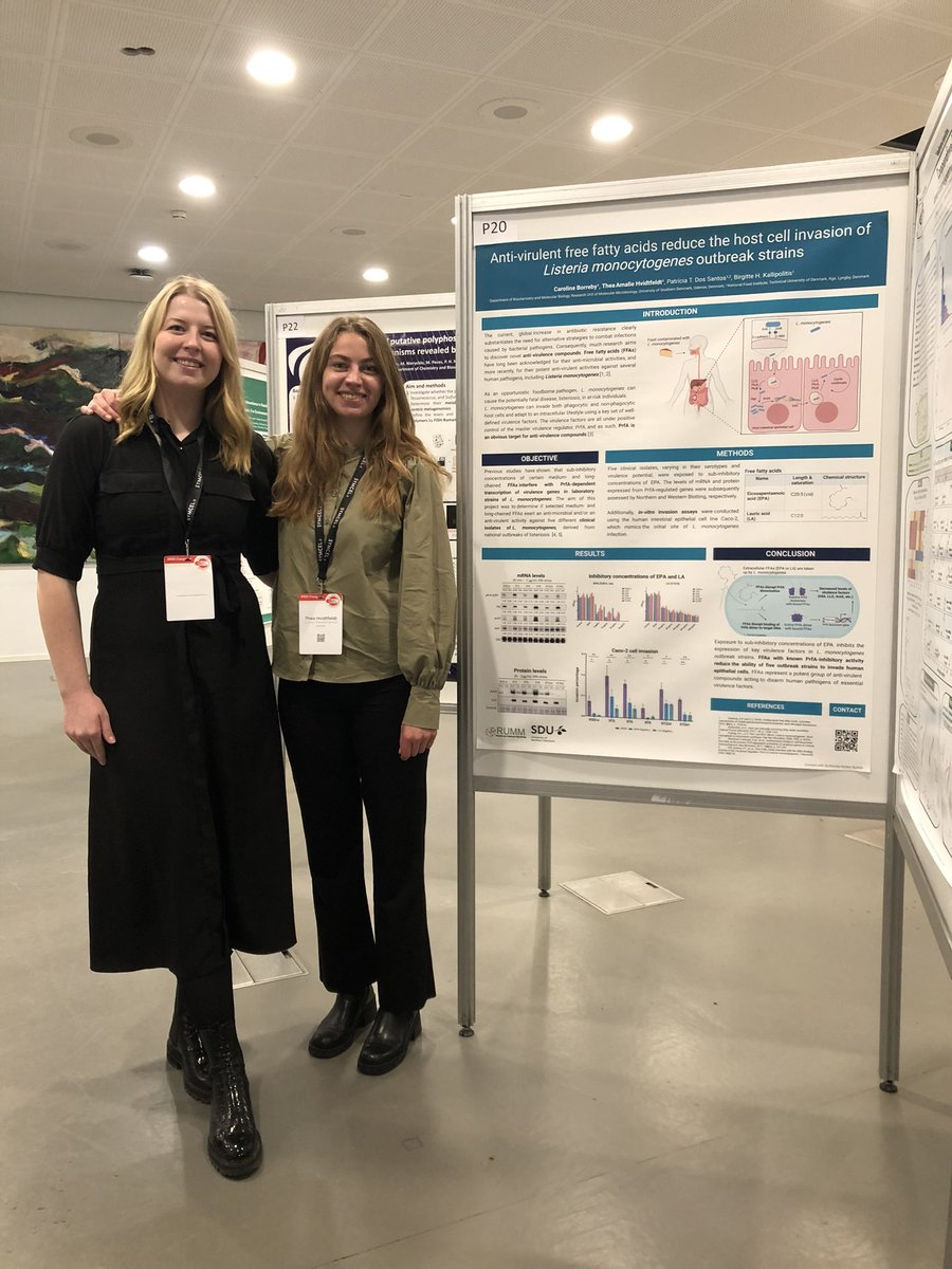 RUMM_BMB_SDU's tweet photo. @Theahvidtfeldt1 and Caroline at the @DMSCongress presenting their newest research on #listeria, #freefattyacids and #antivirulence. @bmbSDU https://t.co/iXwAAyiqys