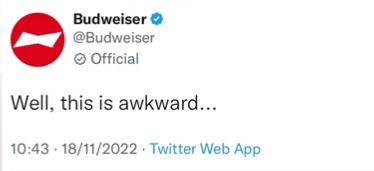 JadeElliottTV's tweet photo. JUST IN: The sale of alcohol to fans at World Cup stadiums in Qatar has been banned two days before the tournament kicks off.
*World Cup sponsor Budweiser reacts to the news that fans will not be allowed to buy alcohol #WellThisIsAwkward
https://t.co/4fZ0Rn5fD6 https://t.co/99zBs8hwkU