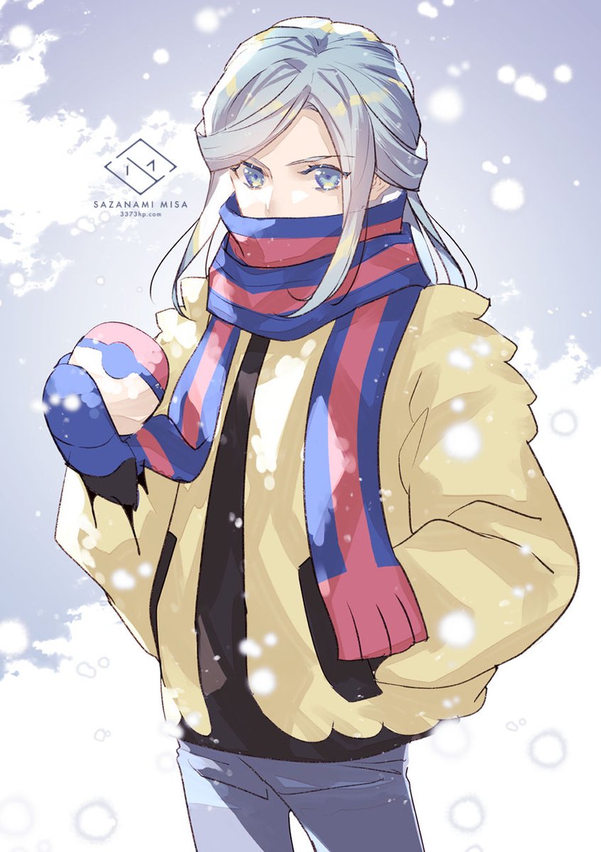 male focus 1boy scarf solo pants long hair yellow jacket  illustration images