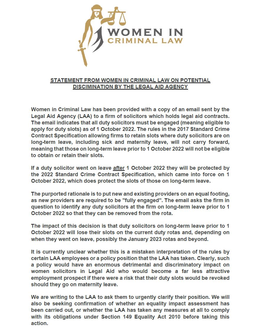WomenInCrimLaw's tweet photo. Statement from Women in Criminal Law: https://t.co/jcDHTCnrps