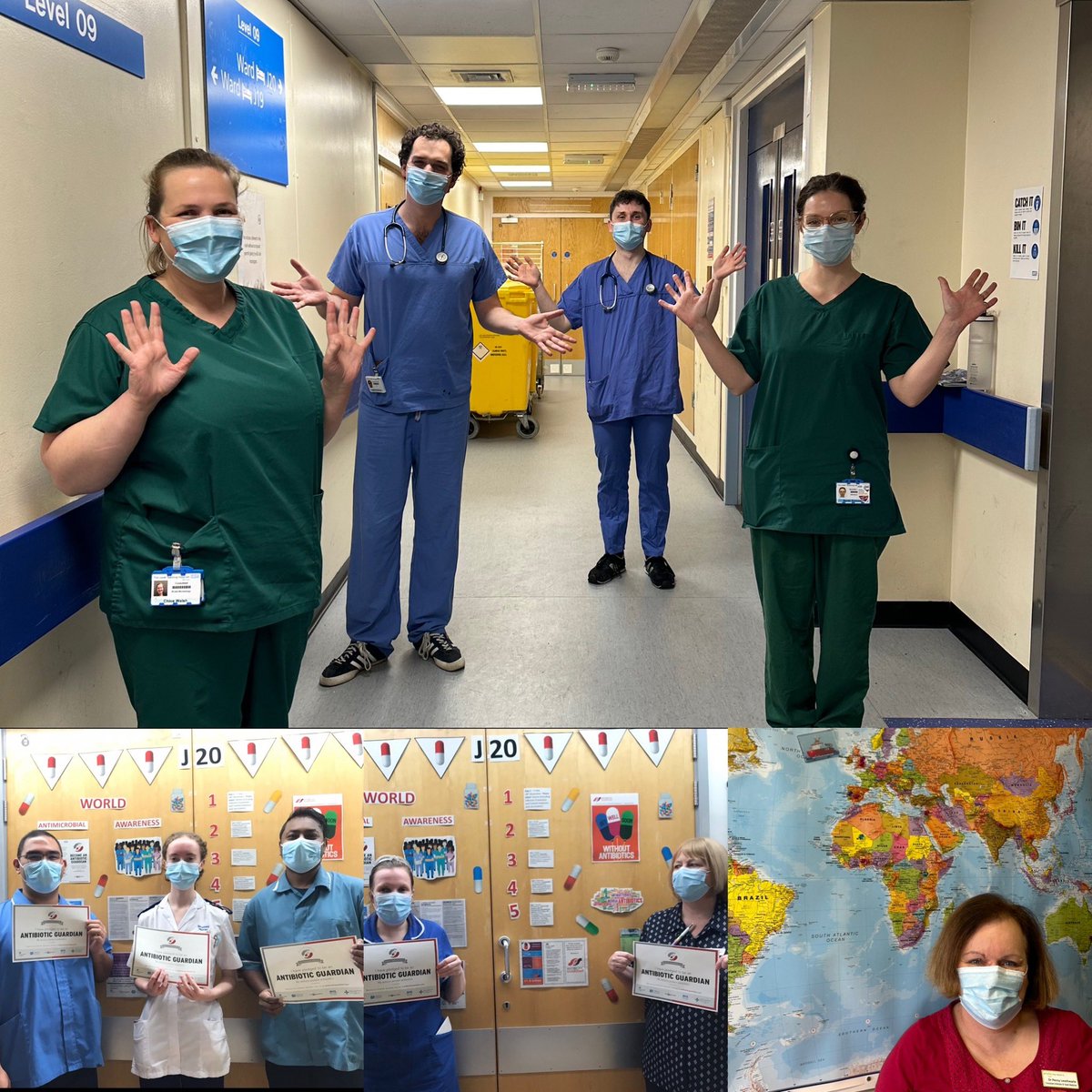 For day 1 of #WorldAntimicrobialAwarenessWeek our Antimicrobial champions include the Infectious diseases team led by @LewthwaitePenny. After managing outbreaks they’re always promoting good hand hygiene and vaccinations to #PreventingAMRtogether #AntibioticGuardian 👏🏼