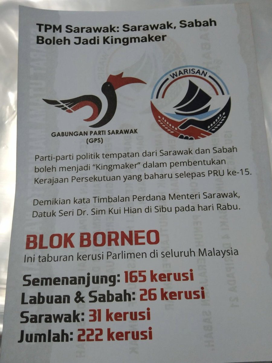 folkloreswifty's tweet photo. [Message to all #Sarawakians]

Before you cast your vote tomorrow, I hope you would read this thread for your consideration.

It is important to know what a “Strong Sarawak” team can do from a weak Federal Government. Do help RT!

[A thread]
#SarawakMemilih https://t.co/YRohz8yOyD