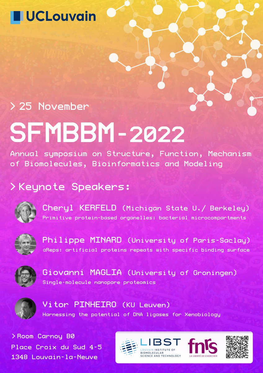 lilissandro's tweet photo. .@LIBSTUCLouvain is excited to host next week the annual meeting of the SFMBBM Belgian doctoral school with a great line-up of intl. speakers!
#SFMBBM

(Had a lot of fun designing the graphics!)

@UCLouvain_be @SoumillionLab @LBNLBioSci @michiganstateu @MagliaGiovanni @p_xisto https://t.co/mpOa10bKA5