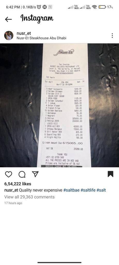 HelloHotel_in's tweet photo. Guess the Restaurant bill amount in Rupees

#finedining #saltbae #SaltLife #restaurants # https://t.co/gP5BkaqElt