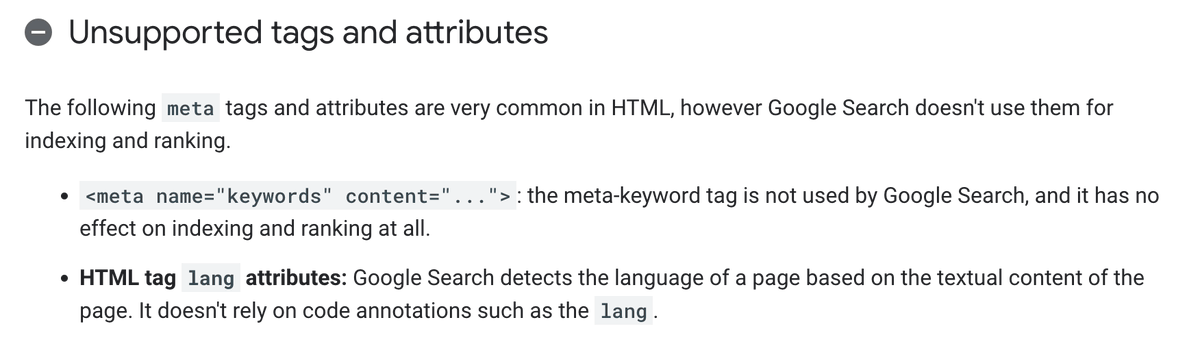 ICYMI: Google added the unsupported meta tags to the SEO help docs seroundtable.com/google-seo-doc…