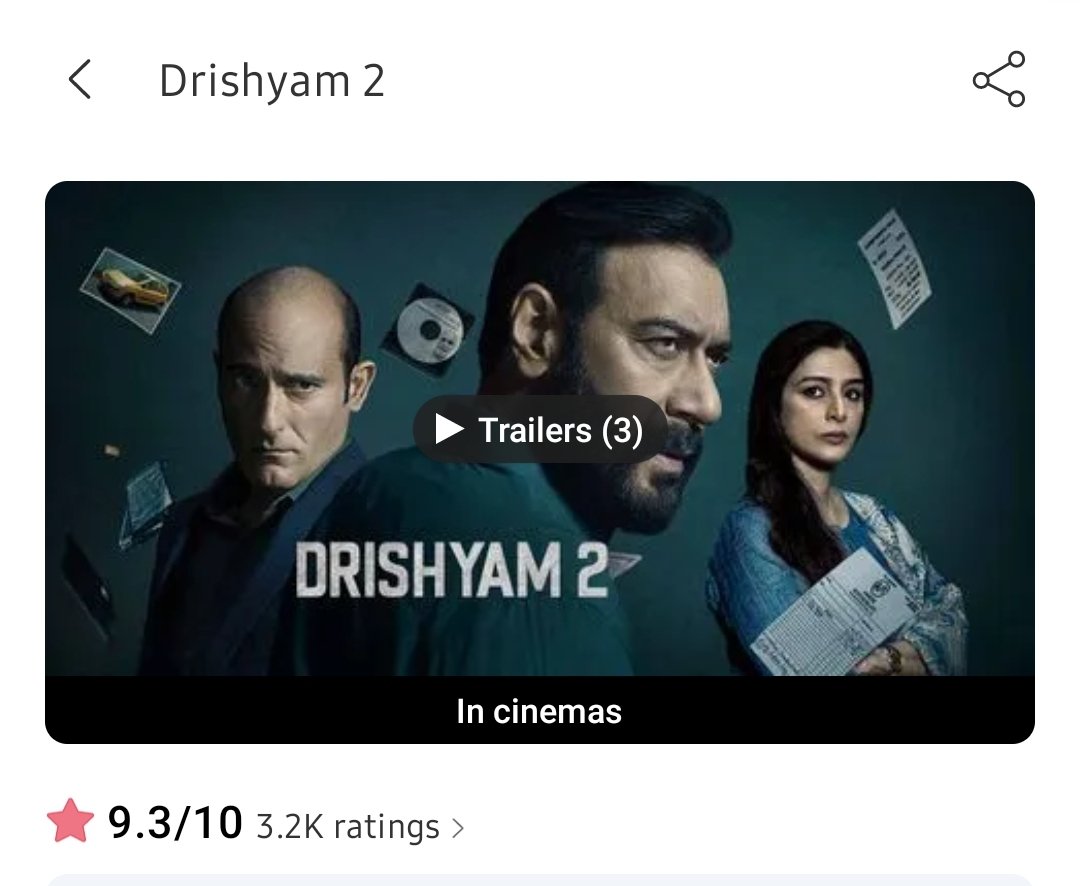 #Drishaym2 rating.  9.3/10 🔥
@ajaydevgn