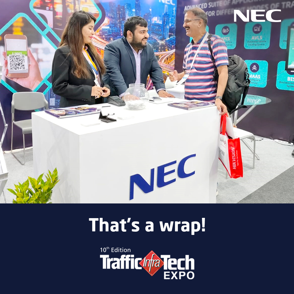 nec_india's tweet photo. Last day at #TrafficInfraTech Expo
With visitors marveling at our exclusive solutions while interacting with our team, TrafficInfraTech Expo turned out to be a great success. Thank you to all visitors and members who visited our booth and engaged with our innovative products. https://t.co/WPPjZgt6LL