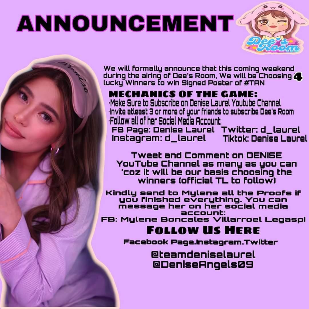 Denise_Angels09's tweet photo. #TAN on Dee's Room
This Saturday
We will be having a Twitter party tomorrow Saturday starts at 9AM PH time
Join and tweet with us and Win Prizes from your Fave kpop group
Don't forget to subscribe on #deniselaurel YT Channel
https://t.co/bzLIxGfCAf
#deesroom
@tan__official_ https://t.co/4qni4c1hhF