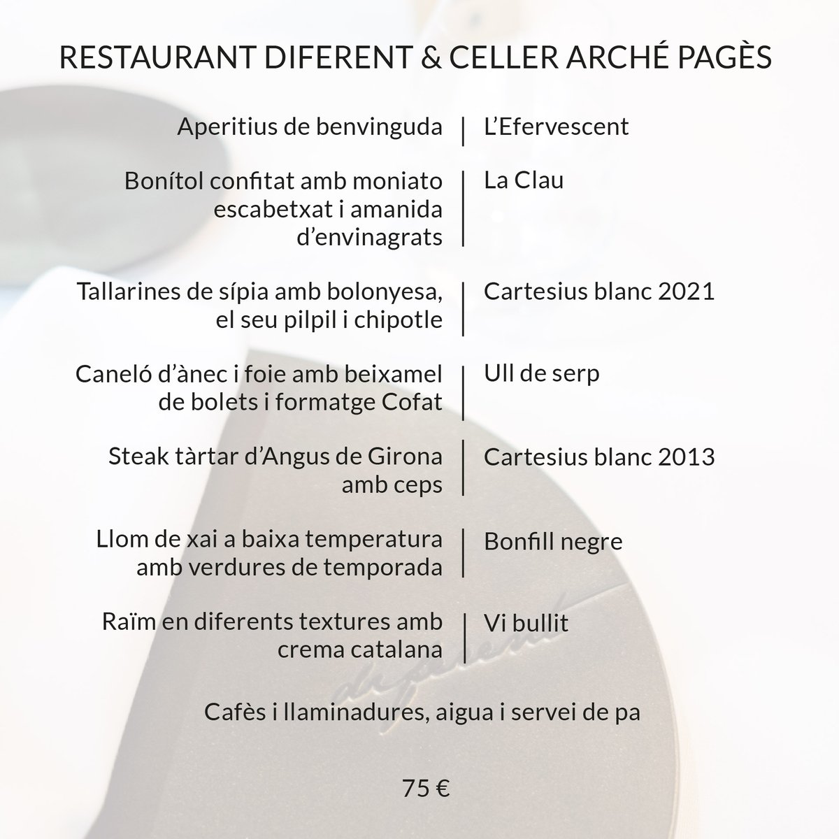 Sopar Maridat amb el Diferent Restaurant i el Celler Arche Pages:

🗓️25 de novembre
📍Begur
💶75€
📞972 62 23 91

#cuinaempordanet #empordà #doempordà #soparsmaridats #soparsmaridats2022 #josocemporda #diferentrestaurant #diferent #begur #archepages #cellerarchepages #capmany